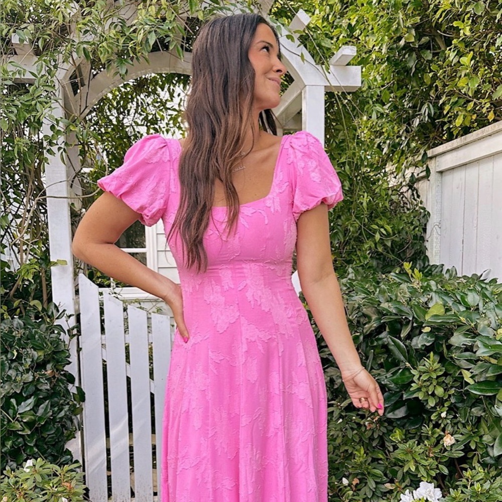 Show Me Your MuMu Pink Puff-Sleeve Maxi Dress